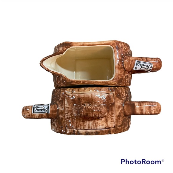 Fitz & Floyd creamer and sugar log Vermont Country Prairie Maple Woods Nature - Picture 10 of 11